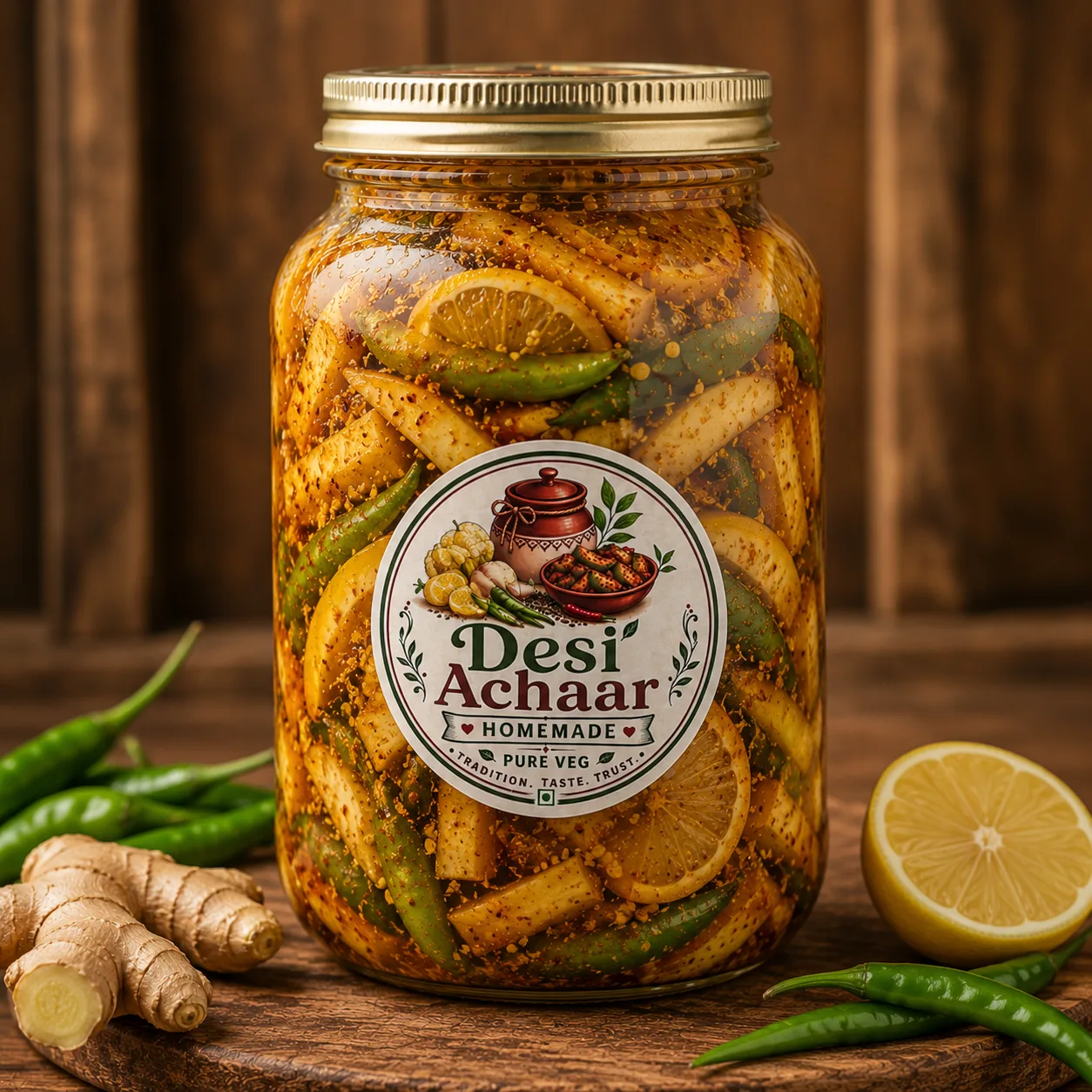 ChatGPT Image May 26, 2026, 09_20_26 PM Ginger, Lemon & Green Chilli Mix Pickle - Image 1