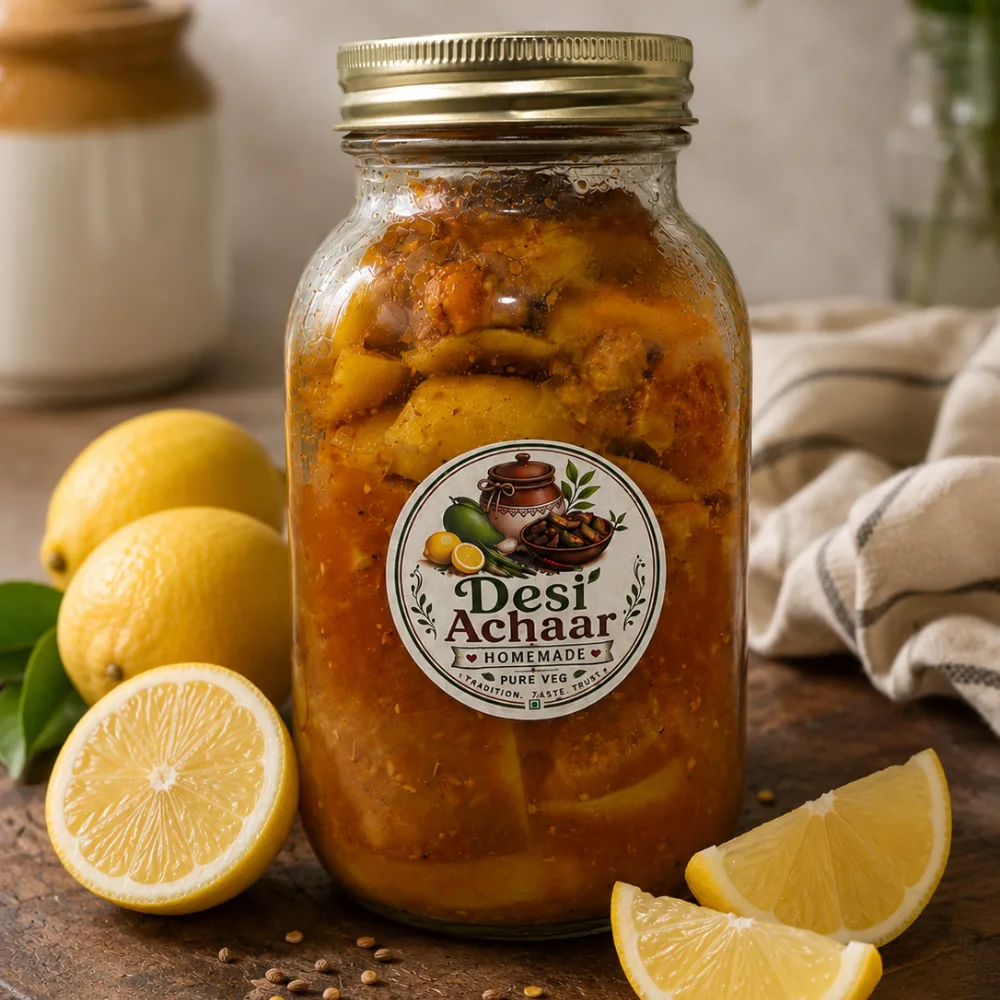 nimbu Desi achar Spicy Lemon Pickle (Karari Gallgal) - Image 1